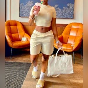 Two piece cropped tee and shorts set